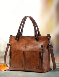 Women's Retro PU Leather Crossbody Handbag Fashion Classical Style Shoulder Purse Casual Daily Bag Large Capacity Tote Simple
