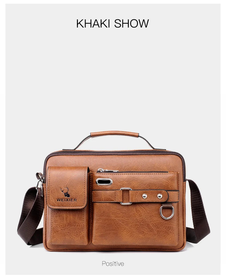 Men's PU Leather Crossbody Messenger Bag – Vintage Designer Style