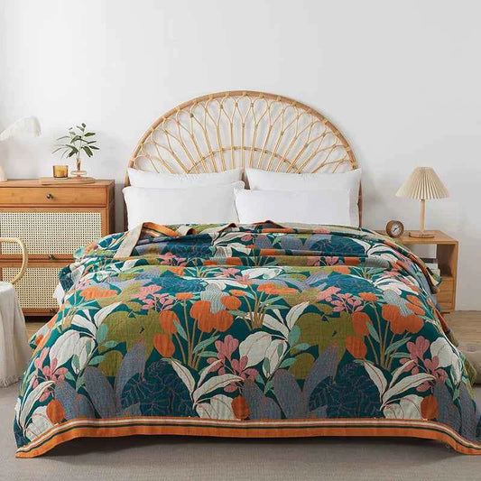 New Flowers Cotton Blanket Bedspread Single Double Home Decor Sofa Cover Summer Cooling Quilt Nap Blanket Cover Soft Bed Sheet