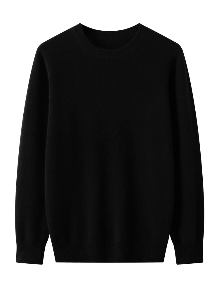 Spring Autumn 100% Pure Merino Wool Pullover Sweater Men O-neck Long-sleeve Cashmere Knitwear Female Clothing Grace