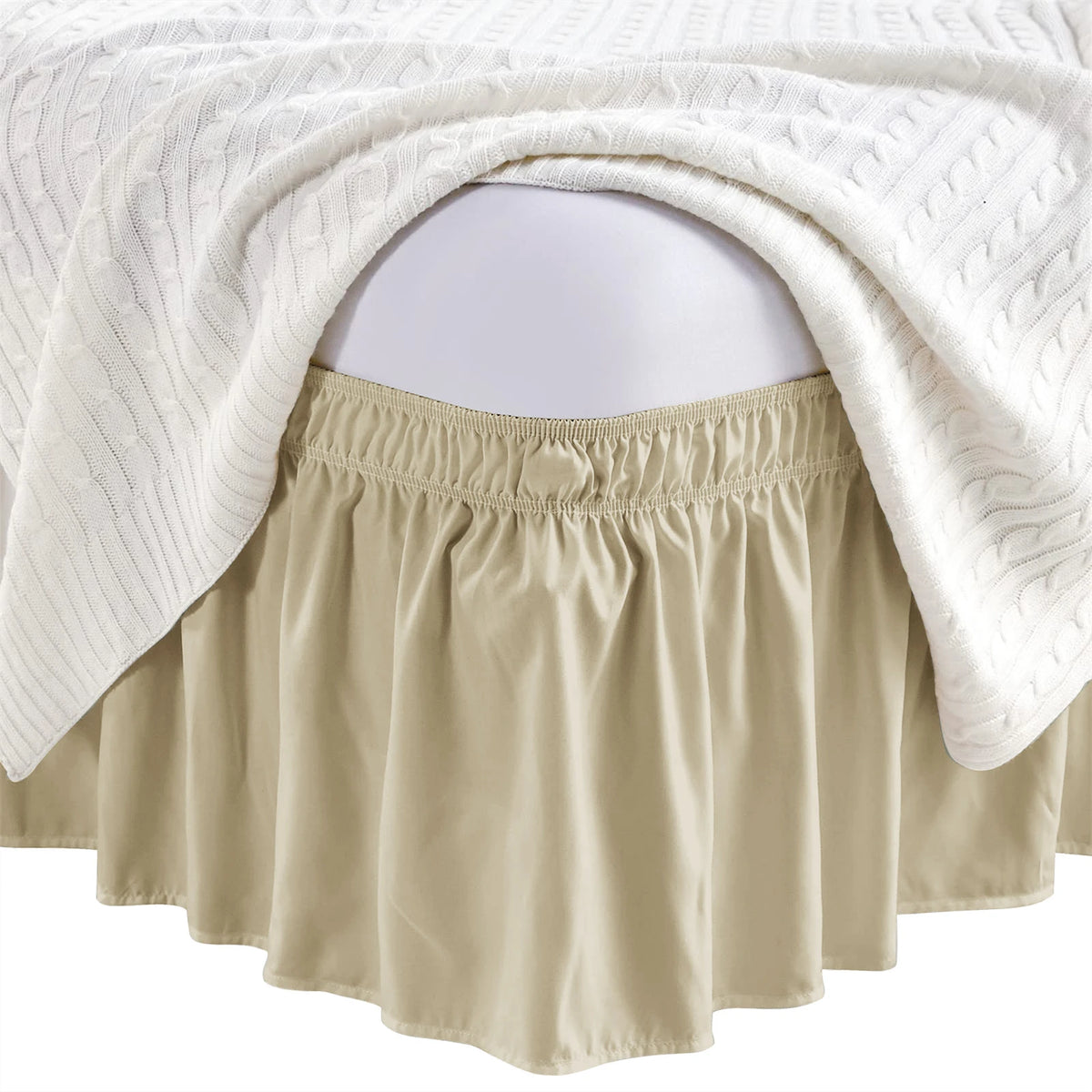 Adjustable Bed Skirt - Elastic Wrap Around, Wrinkle Free & Fade Resistant, Full Size for Women, Men, Kids & Teens Bedding