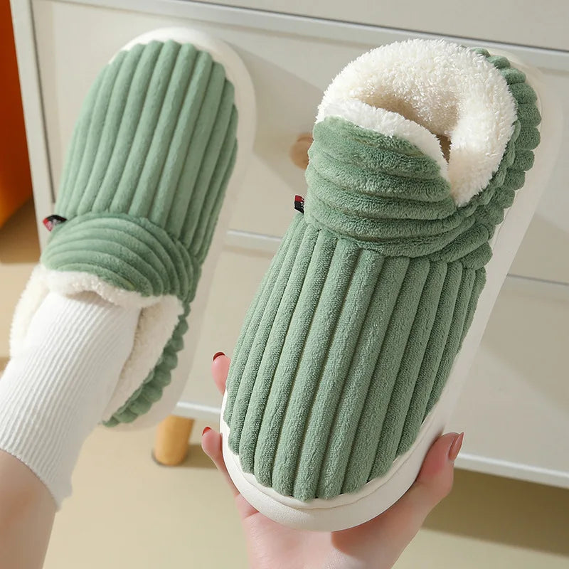 Cosy Comfort: Shevalues Winter Men Slippers – Fluffy Indoor Cotton Boots