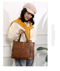 Women's Retro PU Leather Crossbody Handbag Fashion Classical Style Shoulder Purse Casual Daily Bag Large Capacity Tote Simple