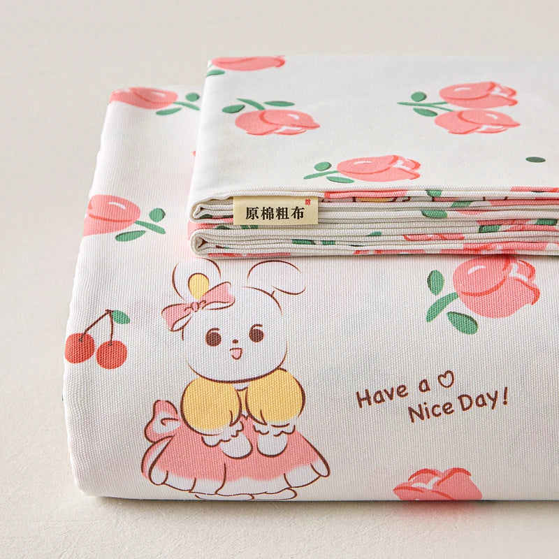 Luxurious 100% Cotton Bed Sheets - Thickened Floral Print for Ultimate Comfort