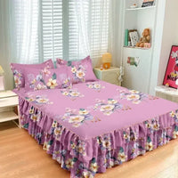 Transform Your Bedroom with Our Floral Bed Skirt Set – Stylish & Protective Bedding