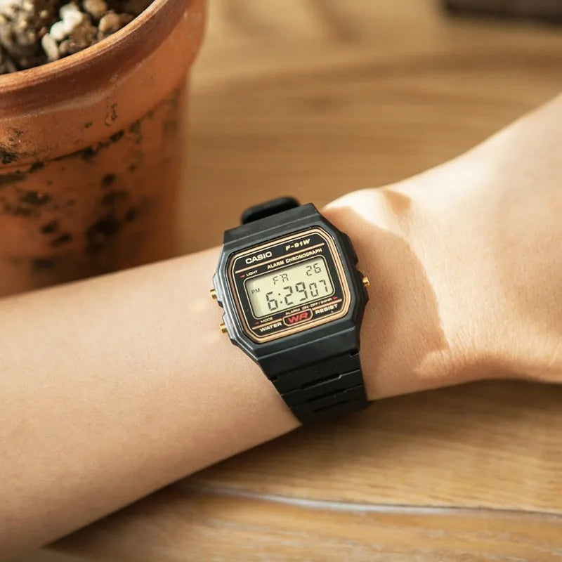 Casio F91W Retro Waterproof Watch - Fashionable Simple Small Square LCD Display Electronic Timepiece