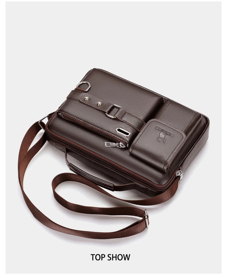 Men's PU Leather Crossbody Messenger Bag – Vintage Designer Style