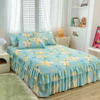 Transform Your Bedroom with Our Floral Bed Skirt Set – Stylish & Protective Bedding