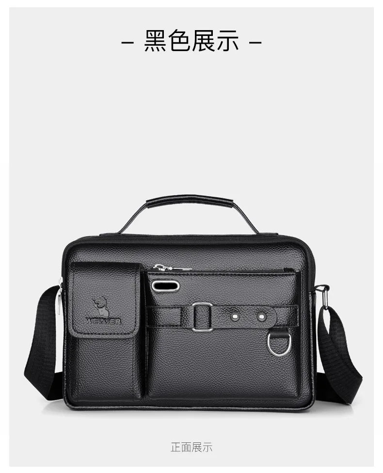 Men's PU Leather Crossbody Messenger Bag – Vintage Shoulder Bag