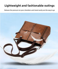 Women's Retro PU Leather Crossbody Handbag Fashion Classical Style Shoulder Purse Casual Daily Bag Large Capacity Tote Simple