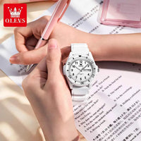OLEVS 2703 Simple Quartz Movement Watch Dual Calendar Dispaly Silicone Strap Digital Scale 30m Waterproof Brand Student Watch