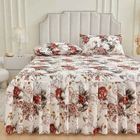 3pcs set Floral Style Bed Skirt and Pillowcase Ruffles Bed Cover Home Soft Bedspread Skirt Style Bed Linen 침대스커트