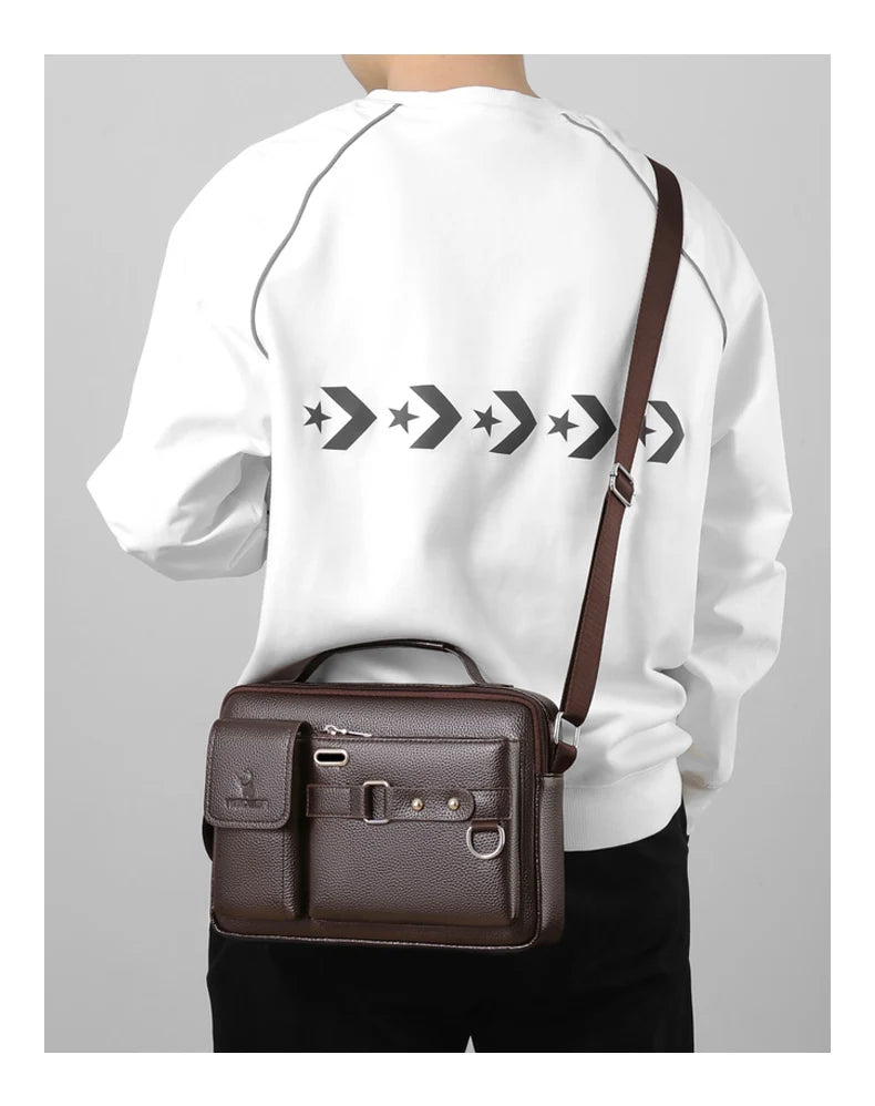 Men's PU Leather Crossbody Messenger Bag – Vintage Designer Style