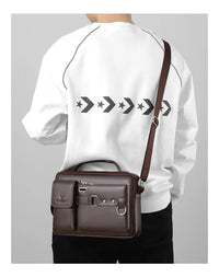 Men's PU Leather Crossbody Messenger Bag – Vintage Designer Style