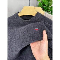 High End Winter Chenille Sweater for Men with Plush and Thickened Round Neck Integrated Plush and Plush Knitted Pullover Top