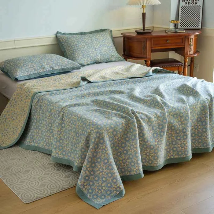 Bonenjoy 100% Cotton Bedspread Single Size Blanket Queen Size Bed Linen 침대커버 Retro Style Bed Sheets High Quality (No Pillowcase)