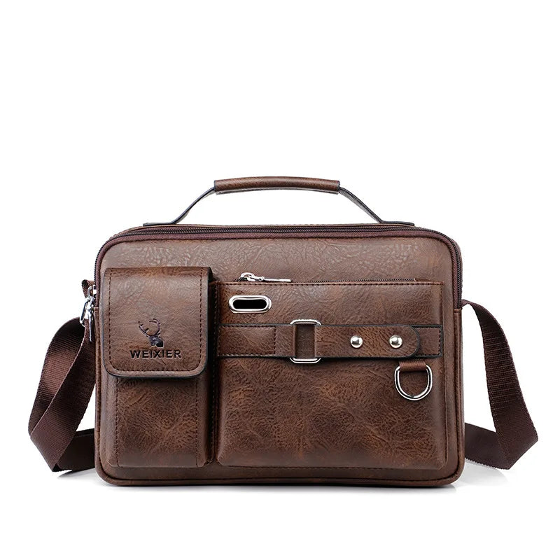Men's PU Leather Crossbody Messenger Bag – Vintage Shoulder Bag