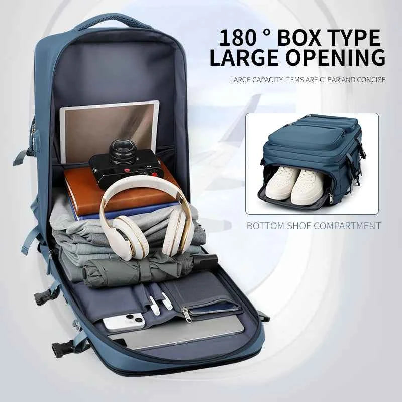 Large Travel Backpack for Women Men Cabin Bag Multifunctional Airplane Waterproof Backpack with USB Charging Anti-Theft Backpack