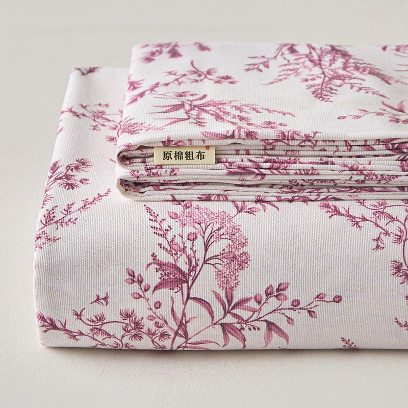 Luxurious 100% Cotton Bed Sheets - Thickened Floral Print for Ultimate Comfort