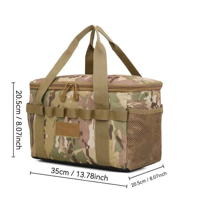 Outdoor Camping Tactical Bag - 14L Large Capacity Multi-Functional Tool & Picnic Gear Organizer with Multiple Compartments Black