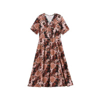 New Casual 2024 Women summer Dress Floral Print short Sleeve FashionElegant Vintage O-Neck Plus size Dresses