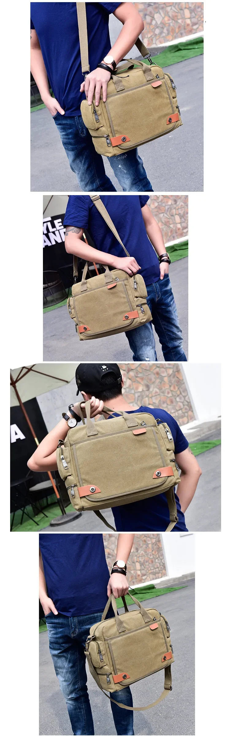 Men's Large Canvas Crossbody Satchel Bag – Travel & Casual Shoulder Bag
