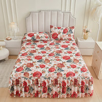 Transform Your Bedroom with Our Floral Bed Skirt and Pillowcase Set