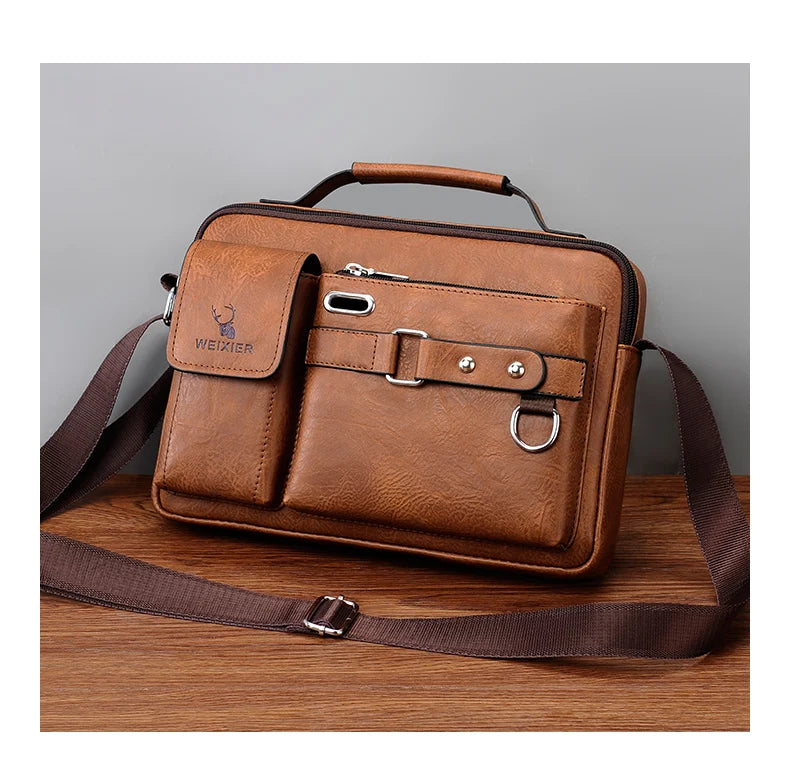 Men's PU Leather Crossbody Messenger Bag – Vintage Designer Style