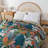 New Flowers Cotton Blanket Bedspread Single Double Home Decor Sofa Cover Summer Cooling Quilt Nap Blanket Cover Soft Bed Sheet