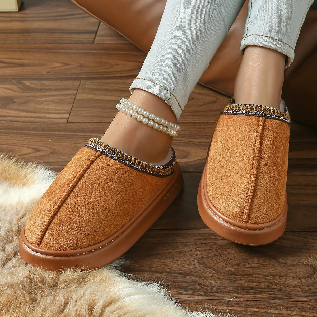 Men's Faux Suede Home Slippers - Comfortable & Stylish Indoor Footwear