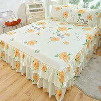 Transform Your Bedroom with Our Floral Bed Skirt Set – Stylish & Protective Bedding