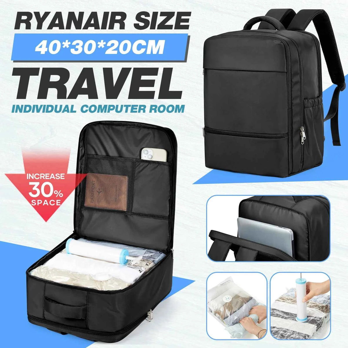 Vacuum Storage Bag, Ryanair Cabin Bag 40x30x20 Travel Backpack, Wizzair Hand Luggage Backpack Men Laptop Bag College Backpack