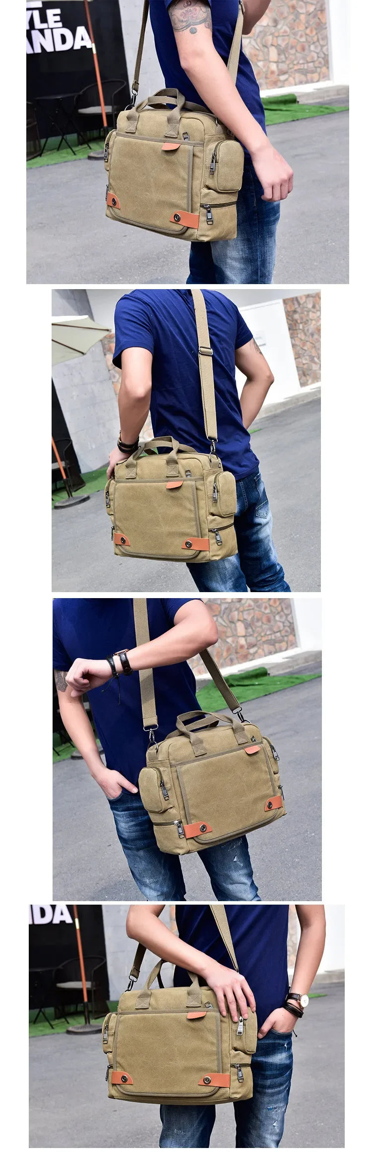 Men's Large Canvas Crossbody Satchel Bag – Travel & Casual Shoulder Bag