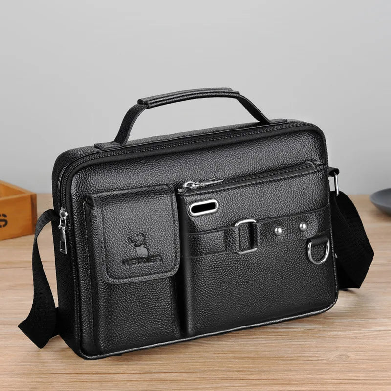 Men's PU Leather Crossbody Messenger Bag – Vintage Shoulder Bag