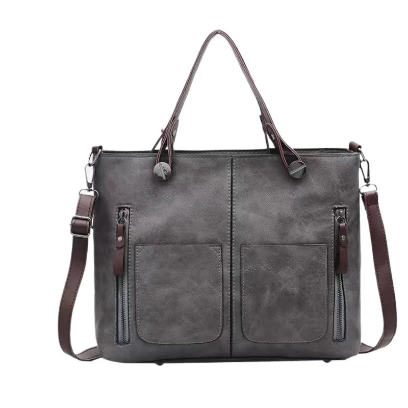 Women's Retro PU Leather Crossbody Handbag Fashion Classical Style Shoulder Purse Casual Daily Bag Large Capacity Tote Simple