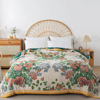 Charming Cotton Floral Bedspread Blanket for Cozy Summer Comfort