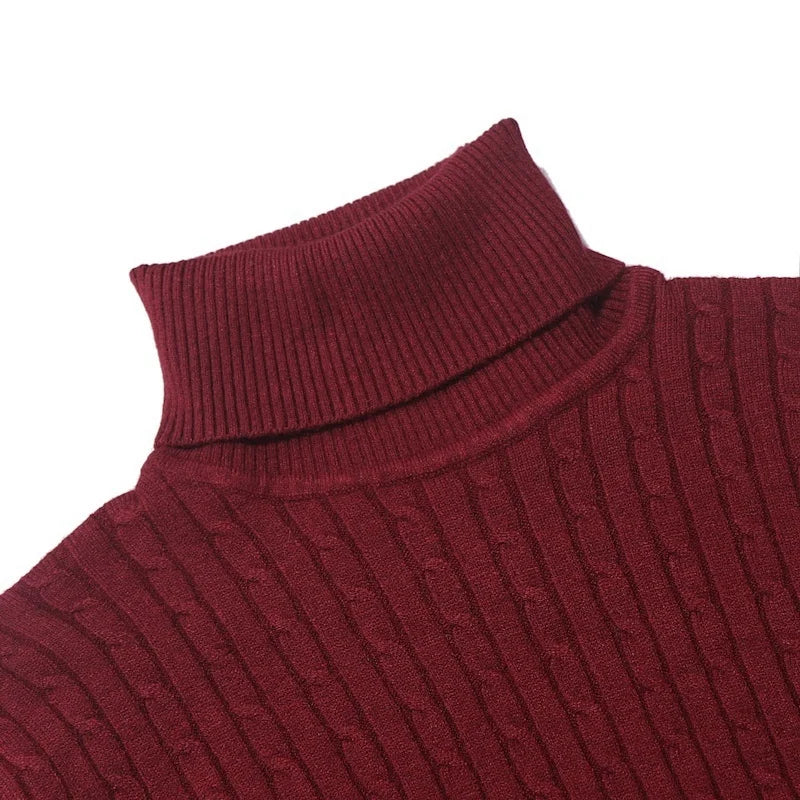 Winter Men Pullover Top Turtleneck Long Sleeve Thick Warm Sweater Slim Pullover Casual Knitwear Elasticity Knitwear Men Clothing