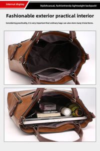 Women's Retro PU Leather Crossbody Handbag Fashion Classical Style Shoulder Purse Casual Daily Bag Large Capacity Tote Simple