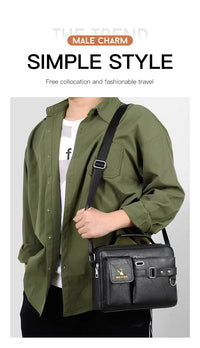 Men's PU Leather Crossbody Messenger Bag – Vintage Designer Style