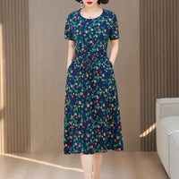 Party Dresses For Women 2026 Plus Size Summer Dress V-Neck Solid short Sleeve  print vintage women clothing