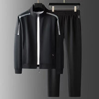 Men's Cotton Sports Suit Set – Stylish Stand Collar Sweatshirt and Casual Cardigan Pants