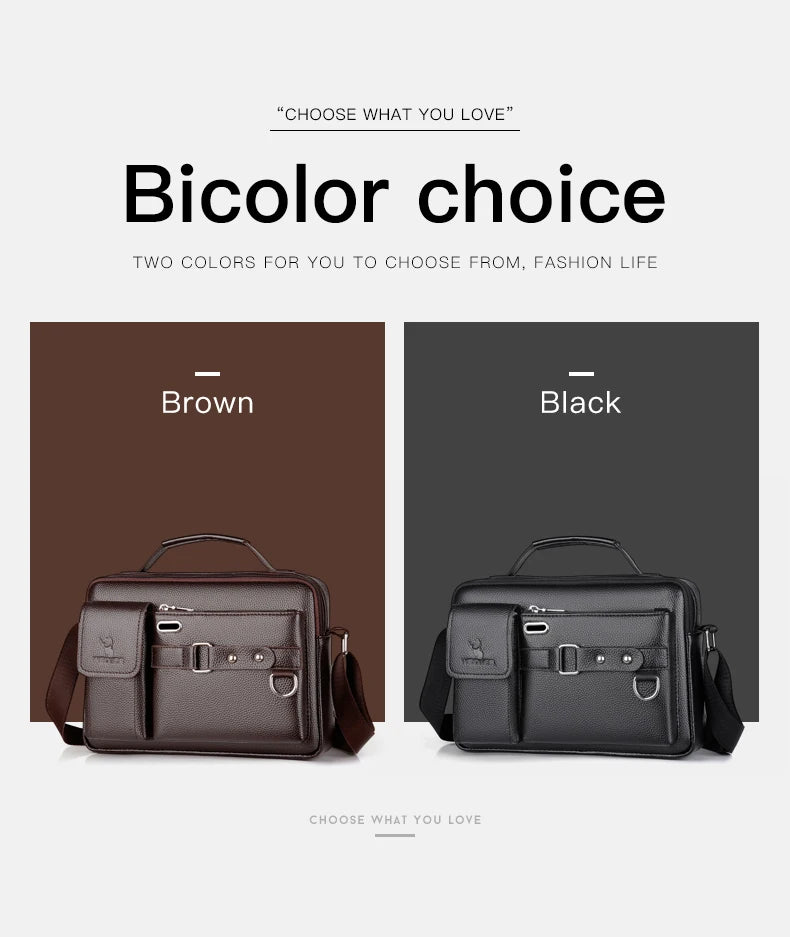 Men's PU Leather Crossbody Messenger Bag – Vintage Designer Style