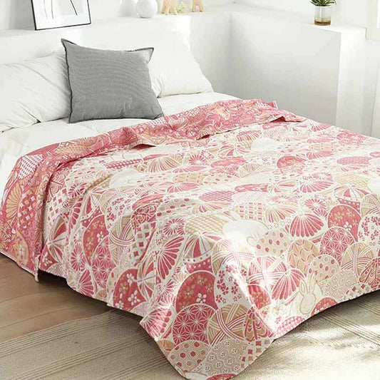 Muslin Throw Blanket Stitch Shell Cotton Gauze Quilt For Decorative Bed Sofa Office Nap Cover Blankets Bedspreads On The Bed