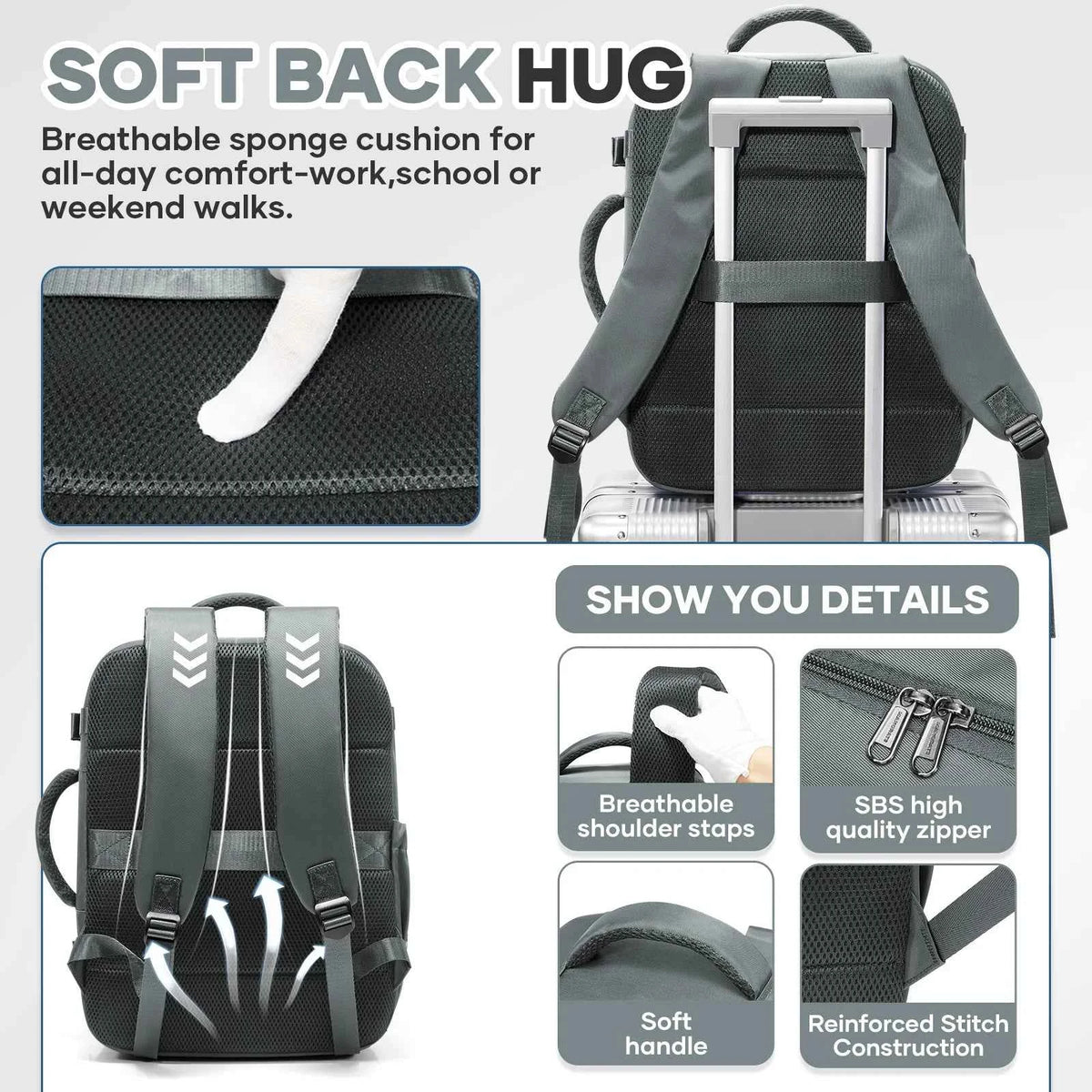 Ryanair Cabin Bags 40x30x20 Underseat Travel Backpack,  Cabin Fly Bag，Outdoor Backpack Back-to-School Storage Laptop Bookbag