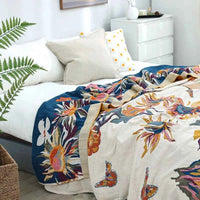 Multi Layer Gauze Cotton Printing Throw Blanket Warm Winter Bedspread on The Bed Soft Blanket Bed Cover Decoration for Sleeping