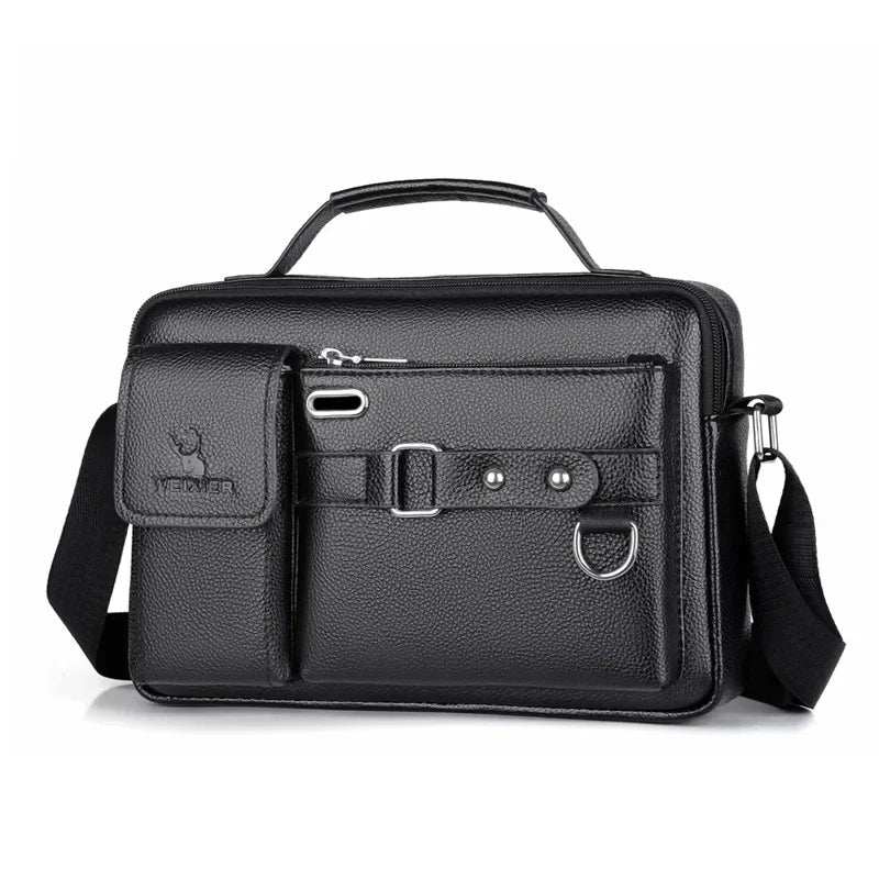 Men's PU Leather Crossbody Messenger Bag – Vintage Designer Style