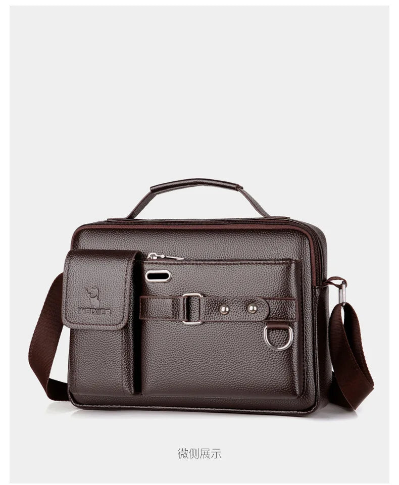 Men's PU Leather Crossbody Messenger Bag – Vintage Shoulder Bag