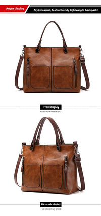 Women's Retro PU Leather Crossbody Handbag Fashion Classical Style Shoulder Purse Casual Daily Bag Large Capacity Tote Simple