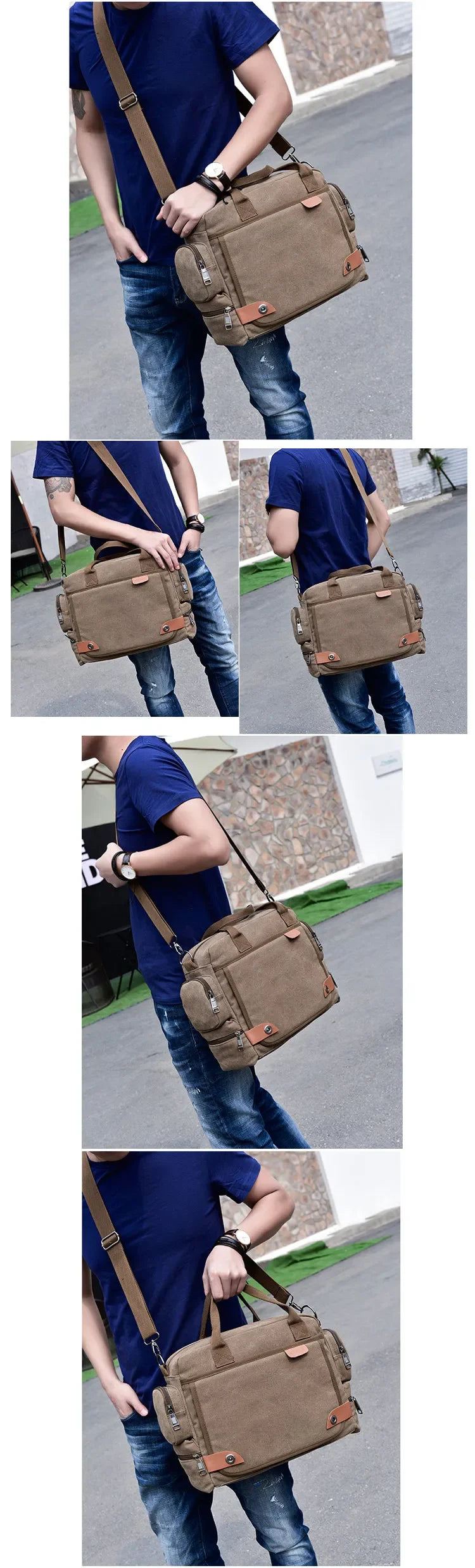 Men's Large Canvas Crossbody Satchel Bag – Travel & Casual Shoulder Bag