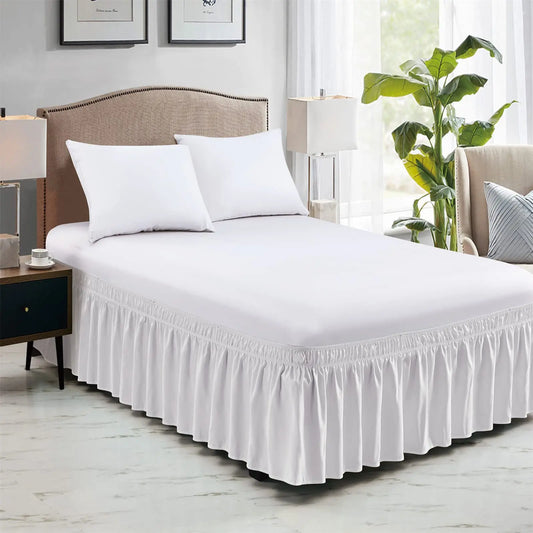 Adjustable Bed Skirt - Elastic Wrap Around, Wrinkle Free & Fade Resistant, Full Size for Women, Men, Kids & Teens Bedding